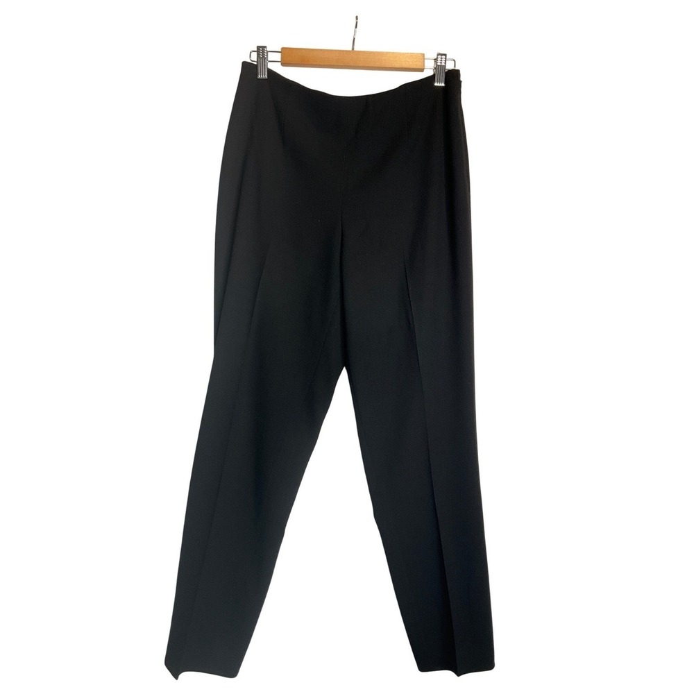 Ellen Tracy 100% Wool Black Pants Lined Straight Leg Career Office Quiet Luxury